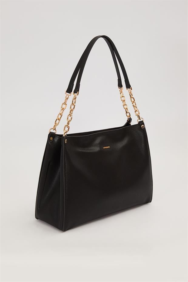 Siyah Halka Zincir Detaylı Omuz Çantası