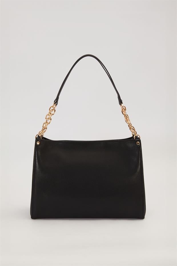 Siyah Halka Zincir Detaylı Omuz Çantası