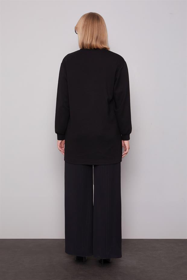 Siyah İnci Detaylı Sweatshirt