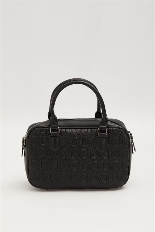 Siyah Kabartma Logo Baskılı El Çantası