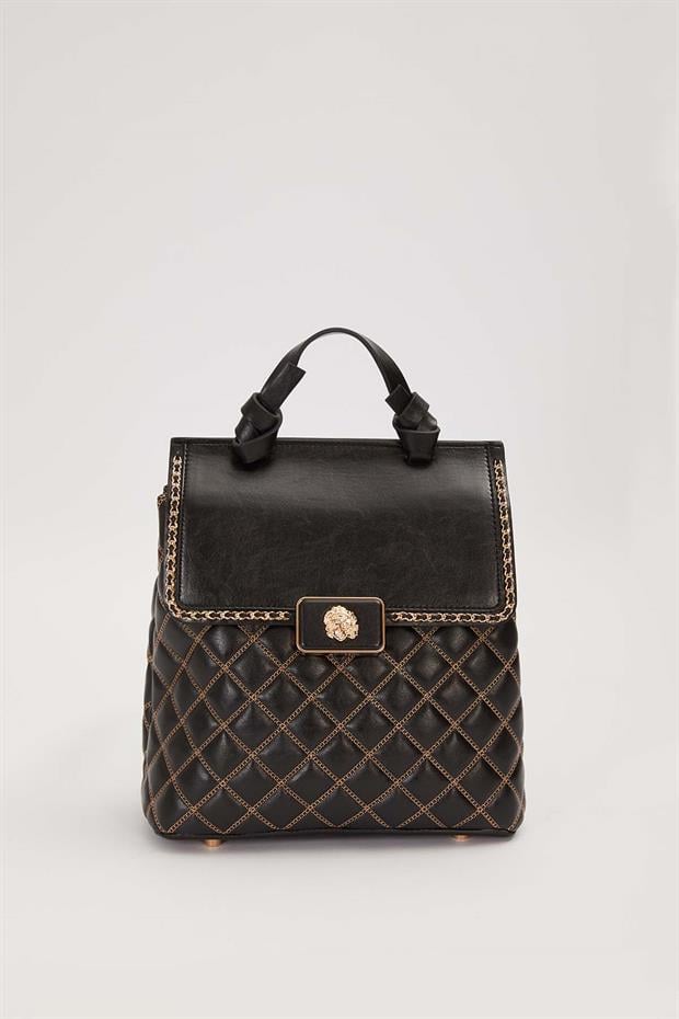 Siyah Kapitone Model Sırt Çantası