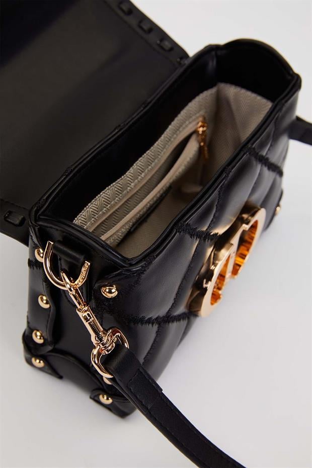 Siyah Kapitone Zincirli El Çantası