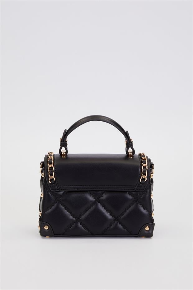 Siyah Kapitone Zincirli El Çantası