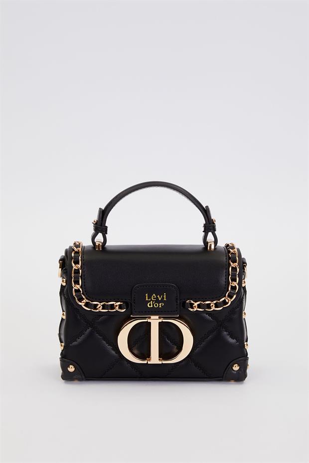 Siyah Kapitone Zincirli El Çantası