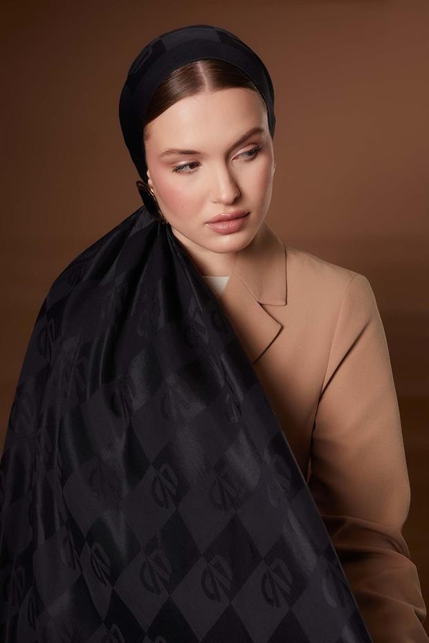 Siyah Kare LVD Baskılı Naia Jakar Şal