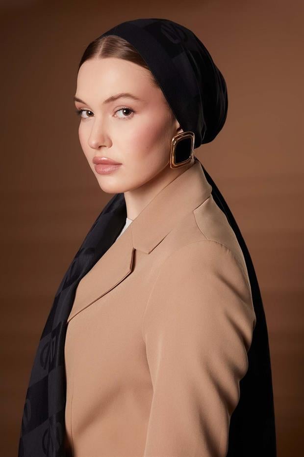 Siyah Kare LVD Baskılı Naia Jakar Şal