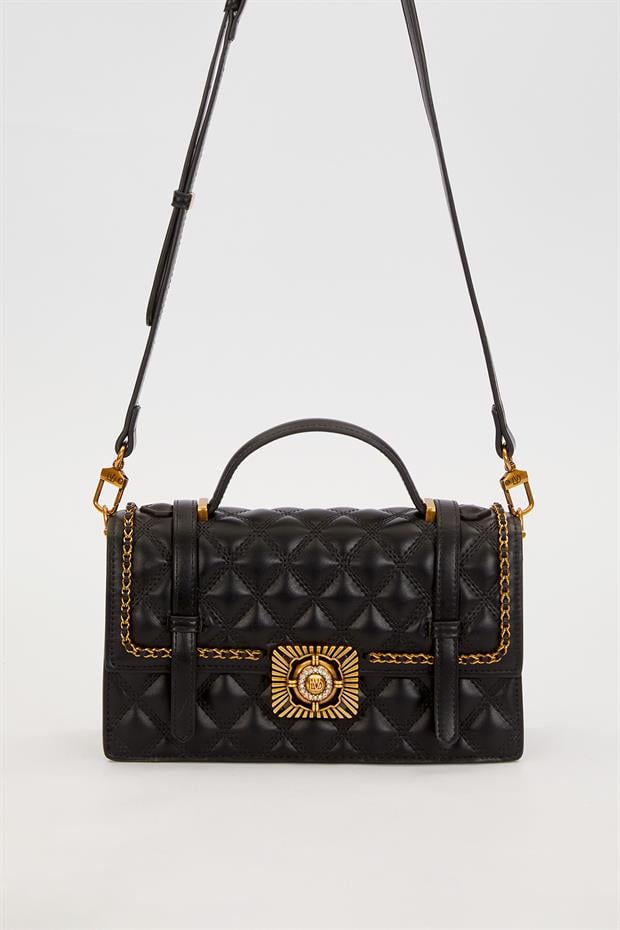 Siyah Kemer Detaylı Omuz Çantası