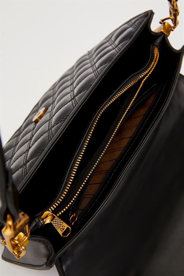 Siyah Kemer Detaylı Omuz Çantası