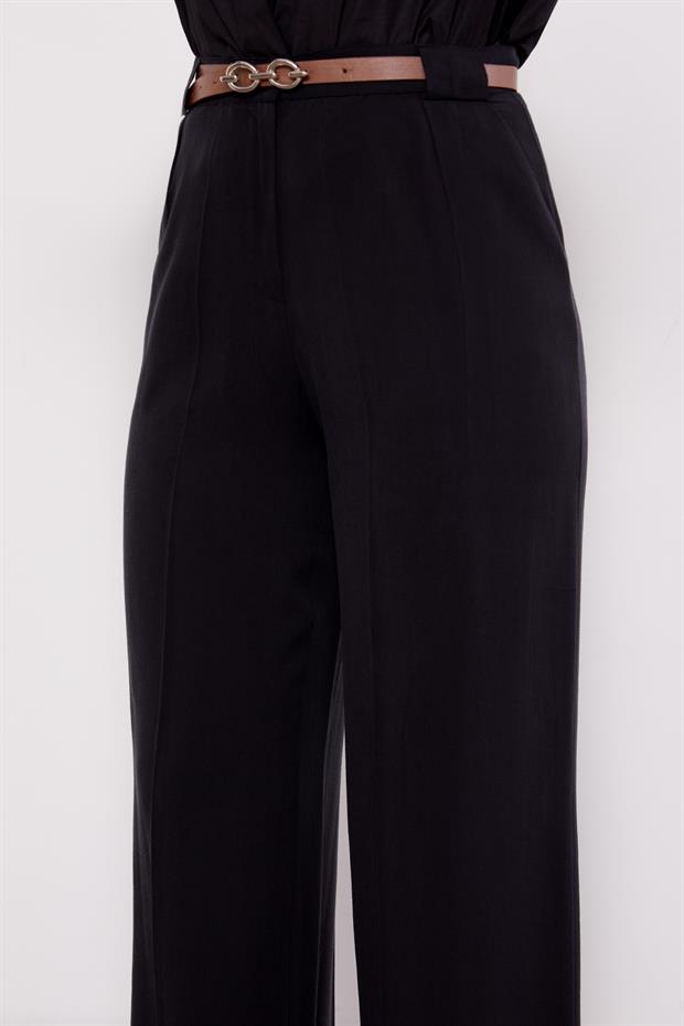 Siyah Kemerli Palazzo Pantolon