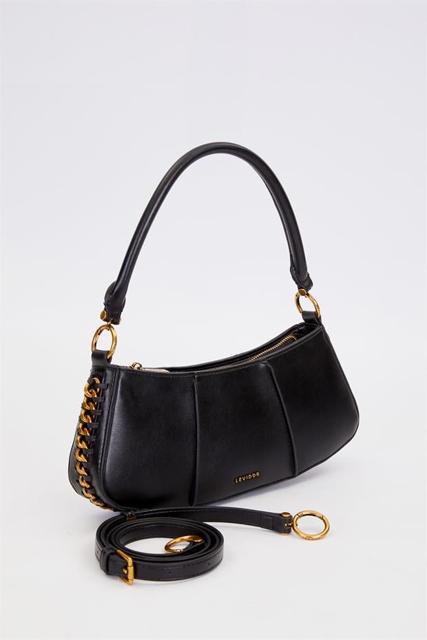 Siyah Kenar Dikiş Görünümlü Omuz Çantası