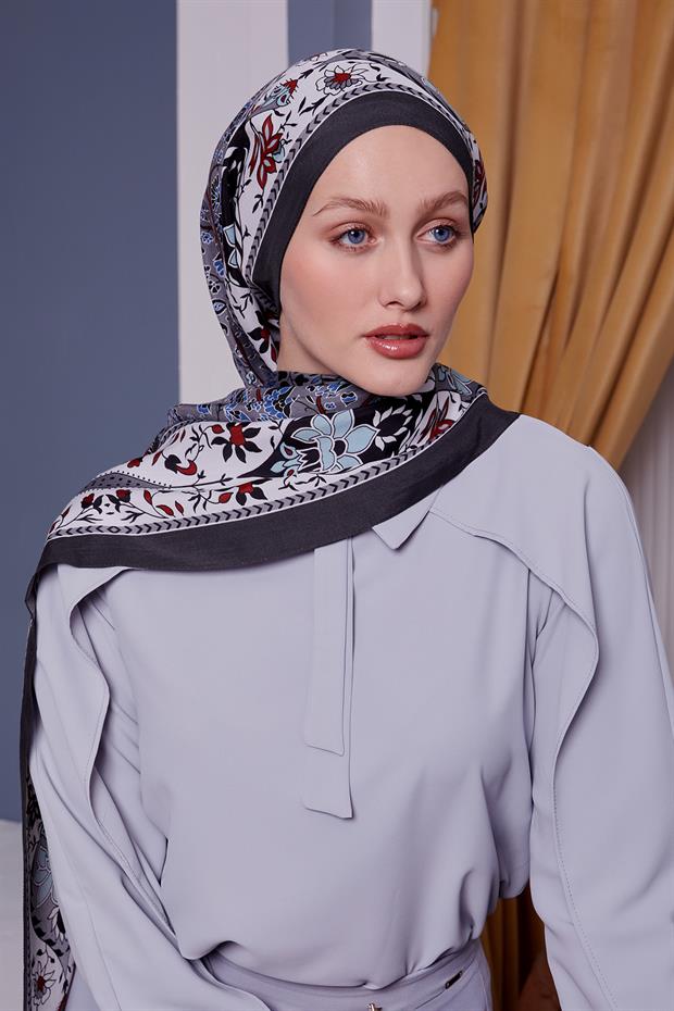 Siyah Kenar Motif Desen Royal Şal