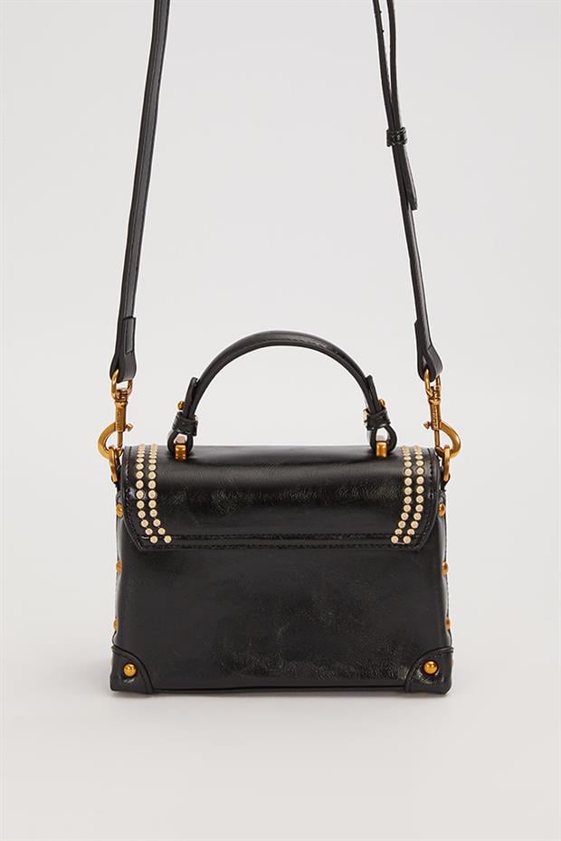 Siyah Kenar Zımba Detaylı Omuz Çantası