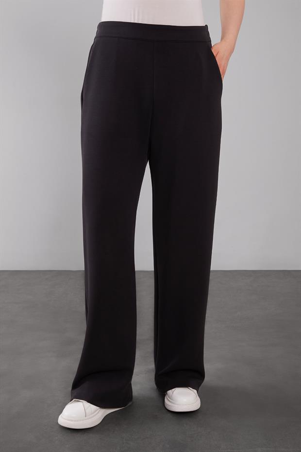 Siyah Kendinden Desen Yakalı İkili Takım