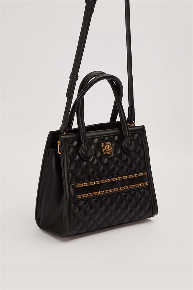 Siyah Kendinden Dokulu El Çantası