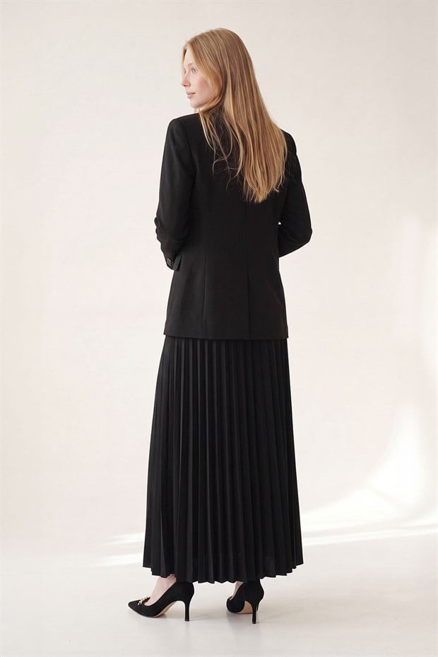 Siyah Keten Blazer Ceket