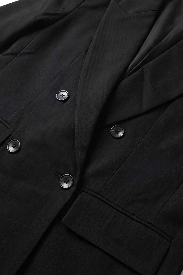 Siyah Keten Blazer Ceket
