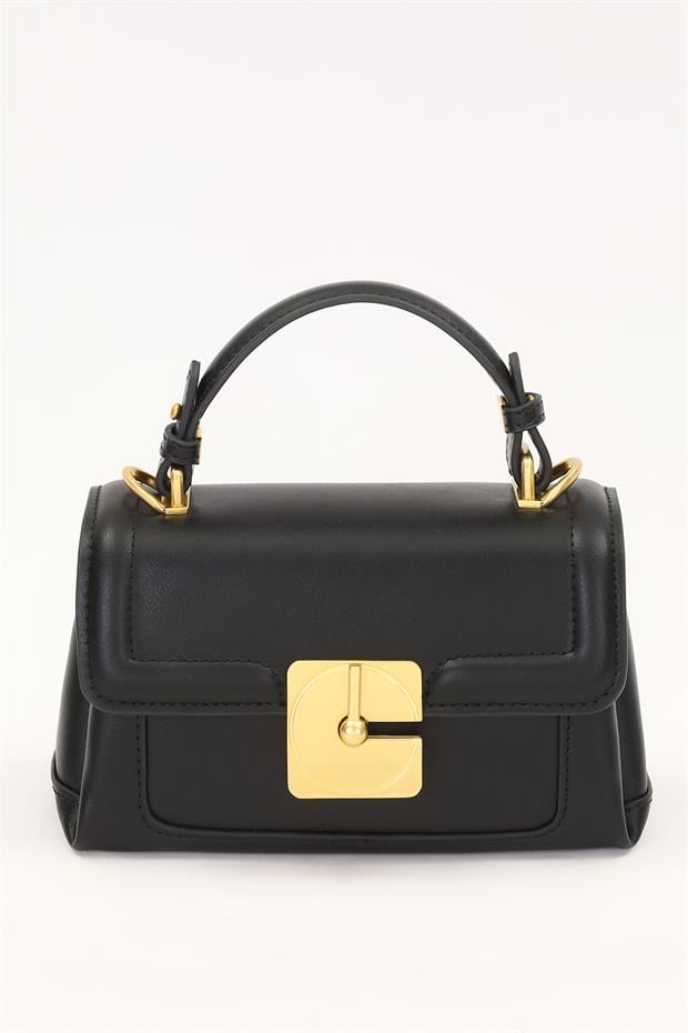 Siyah Kilit Çevirmeli Omuz Çantası