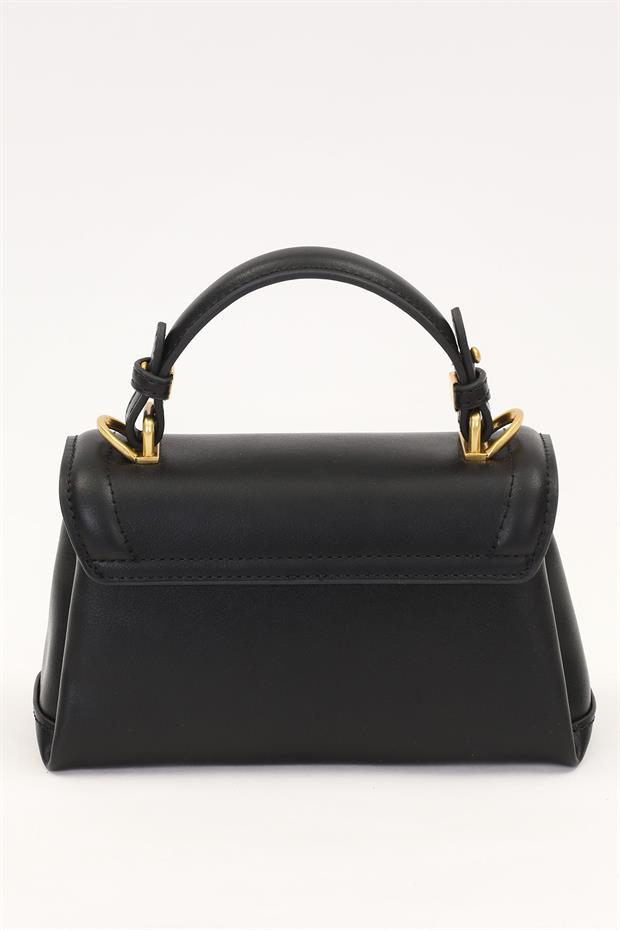 Siyah Kilit Çevirmeli Omuz Çantası