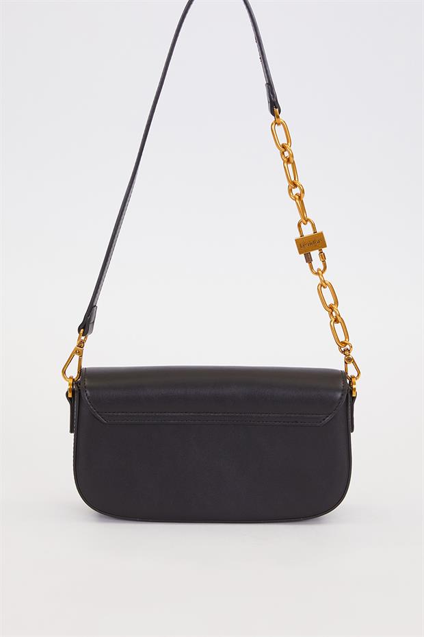 Siyah Kilit Zincirli Omuz Çantası