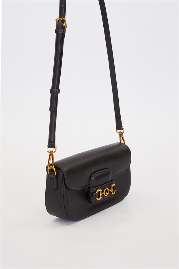 Siyah Kilit Zincirli Omuz Çantası