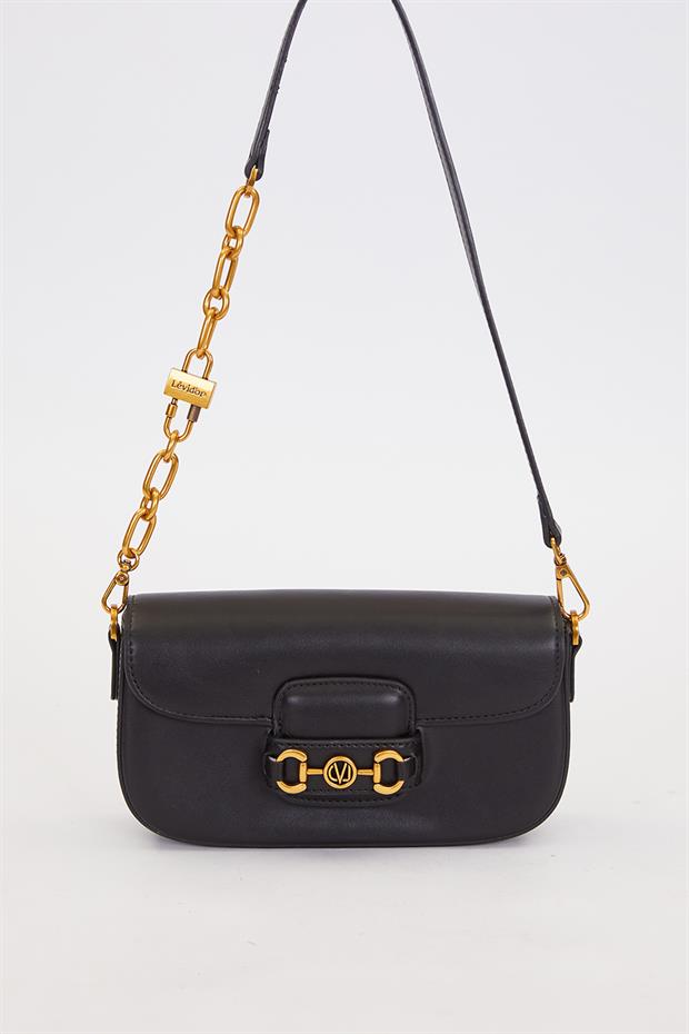 Siyah Kilit Zincirli Omuz Çantası