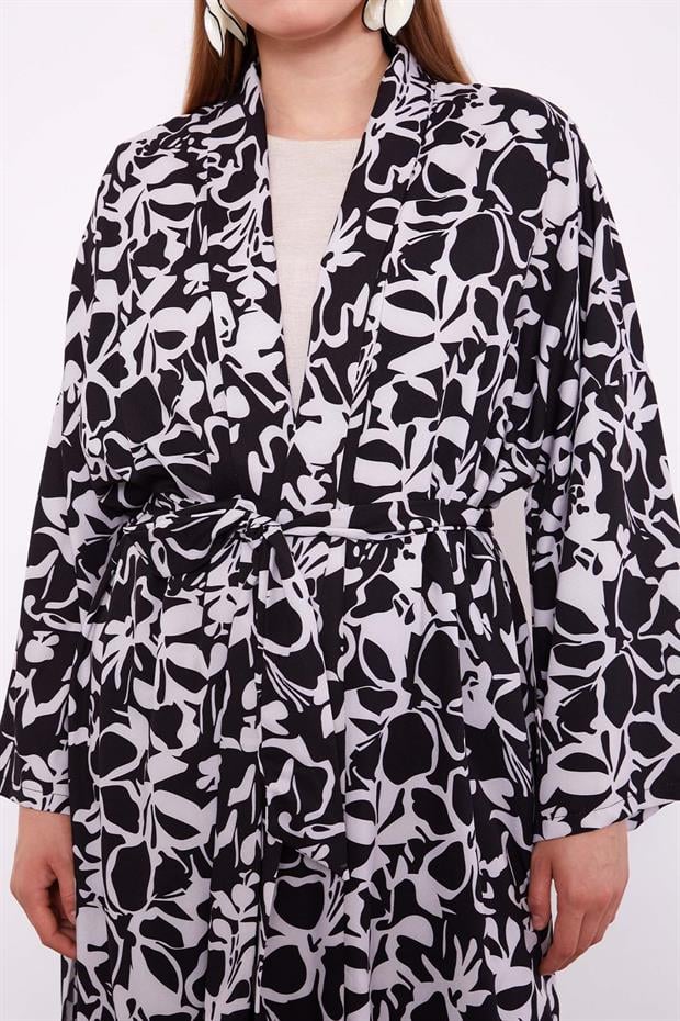 Siyah Kimono Pantolon Takım
