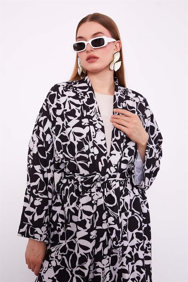 Siyah Kimono Pantolon Takım