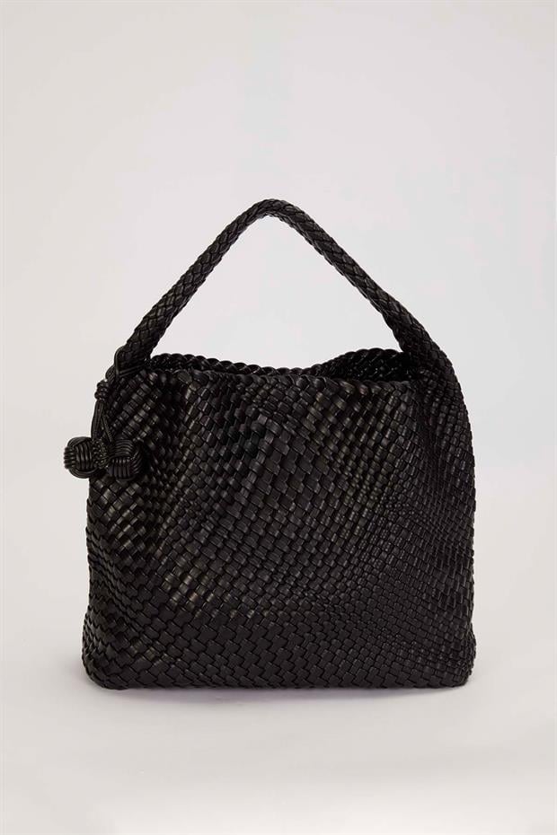Siyah Kısa Askılı Örgü Model El Çantası