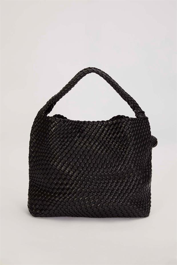 Siyah Kısa Askılı Örgü Model El Çantası