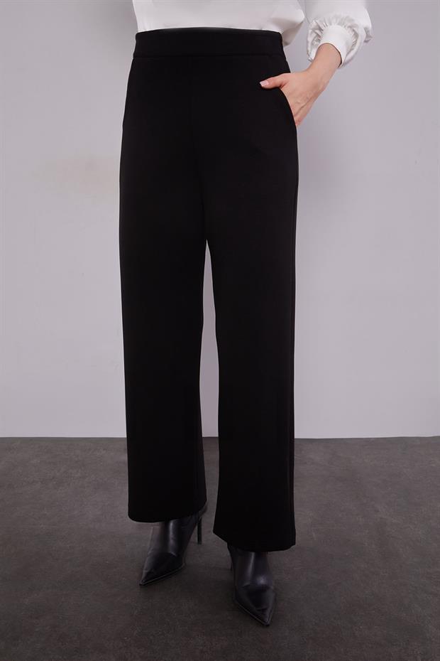 Siyah Kruvaze Kürk Yakalı İkili Takım