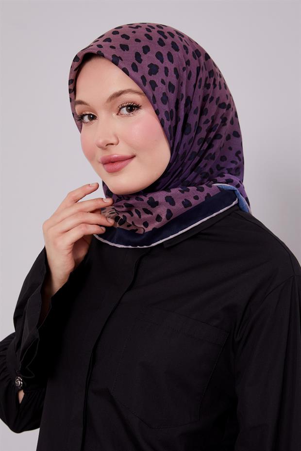 Siyah Leopar Desen Soft Eşarp