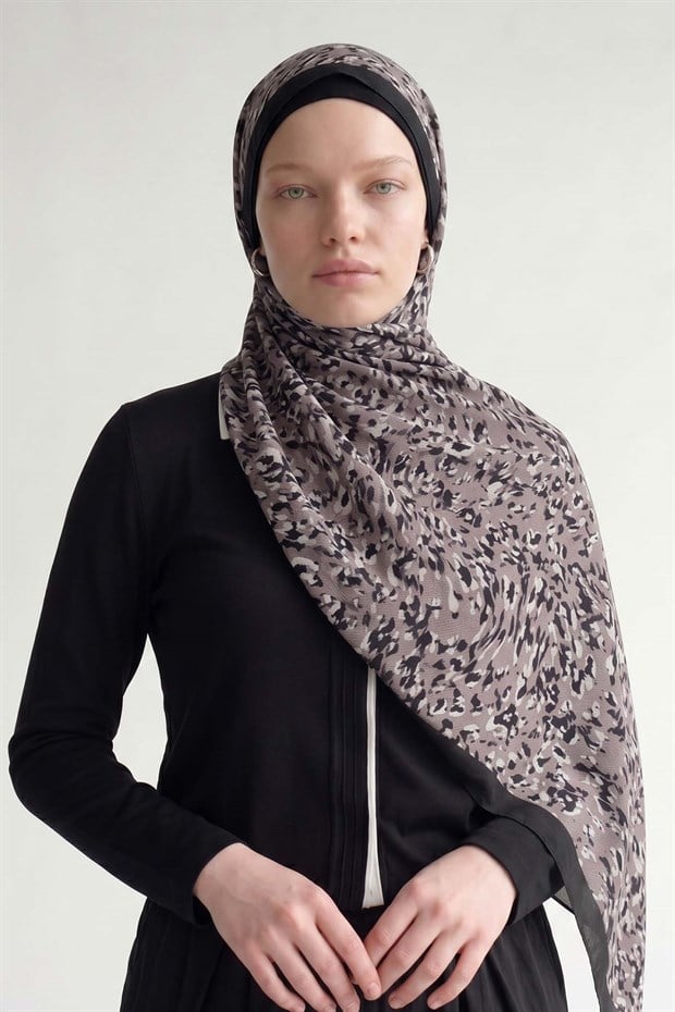 Siyah Leopar Dokulu Sport Şal