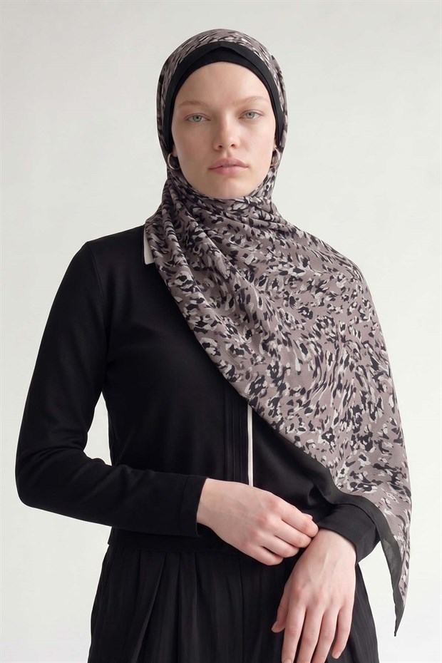 Siyah Leopar Dokulu Sport Şal