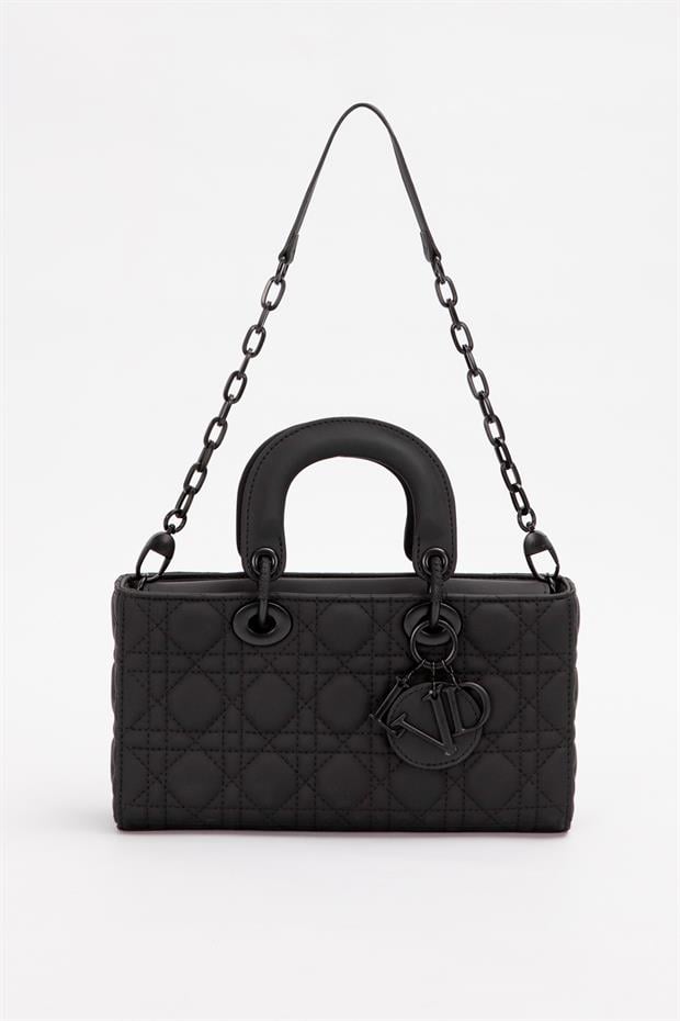 Siyah Logo Aksesuar Zincirli Omuz Çantası