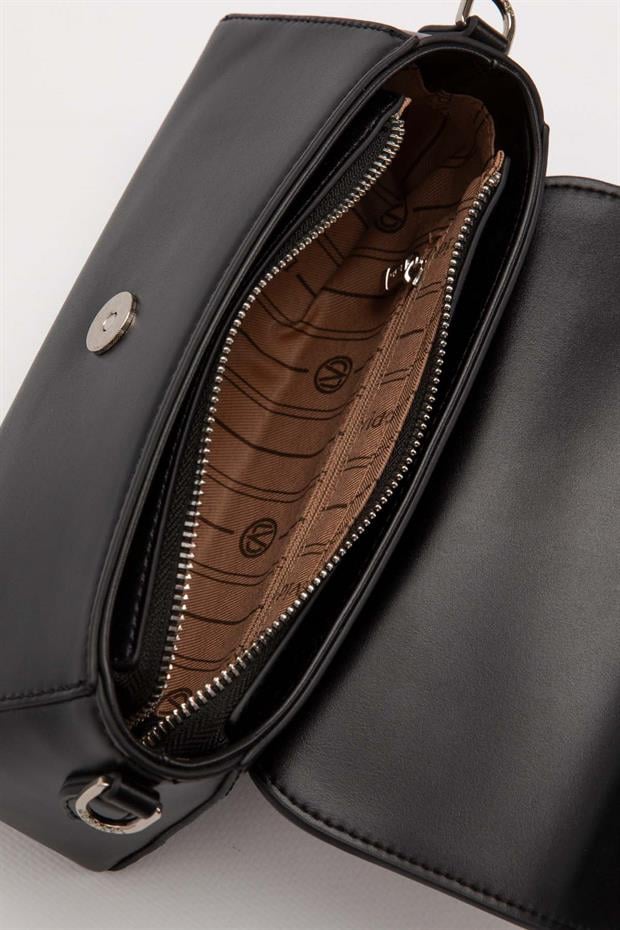 Siyah Logo Tokalı Omuz Çantası