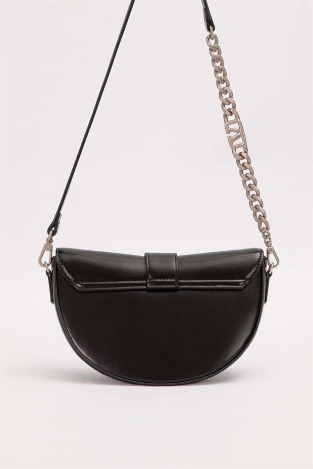 Siyah Logo Zincir Detaylı Omuz Çantası