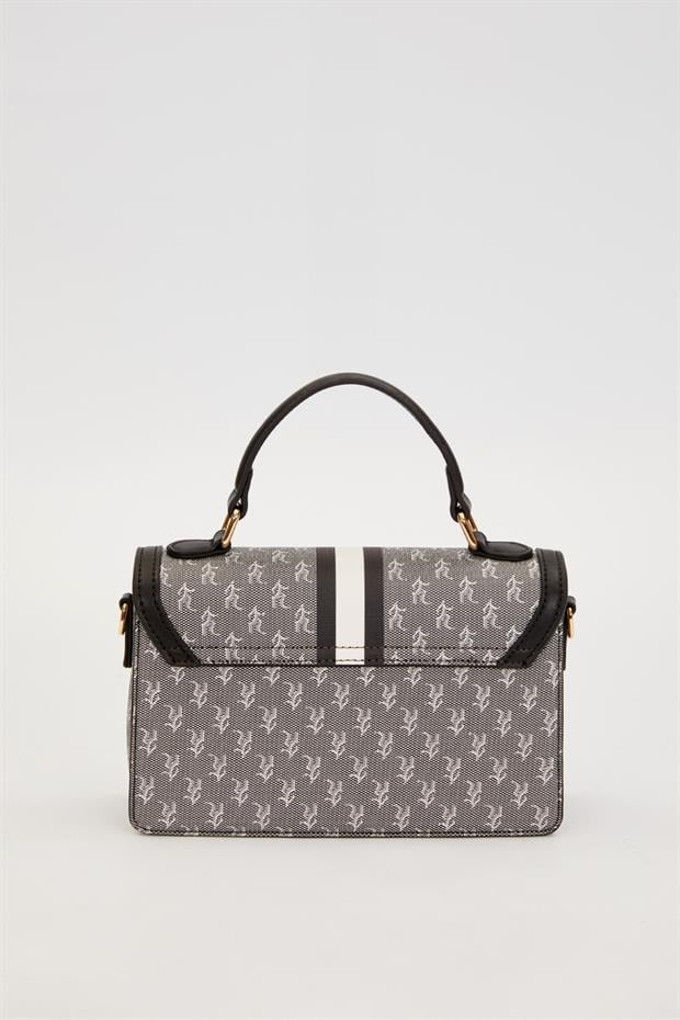 Siyah Logolu Monogram Desen El Çantası