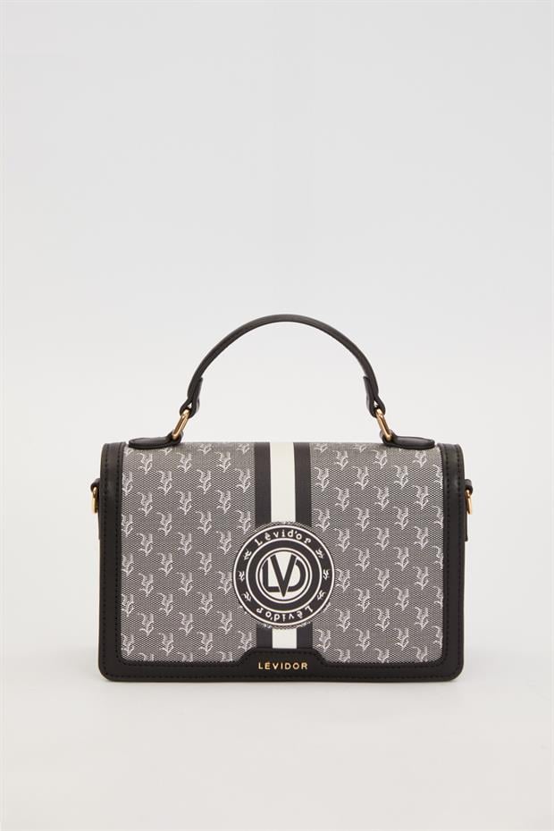 Siyah Logolu Monogram Desen El Çantası
