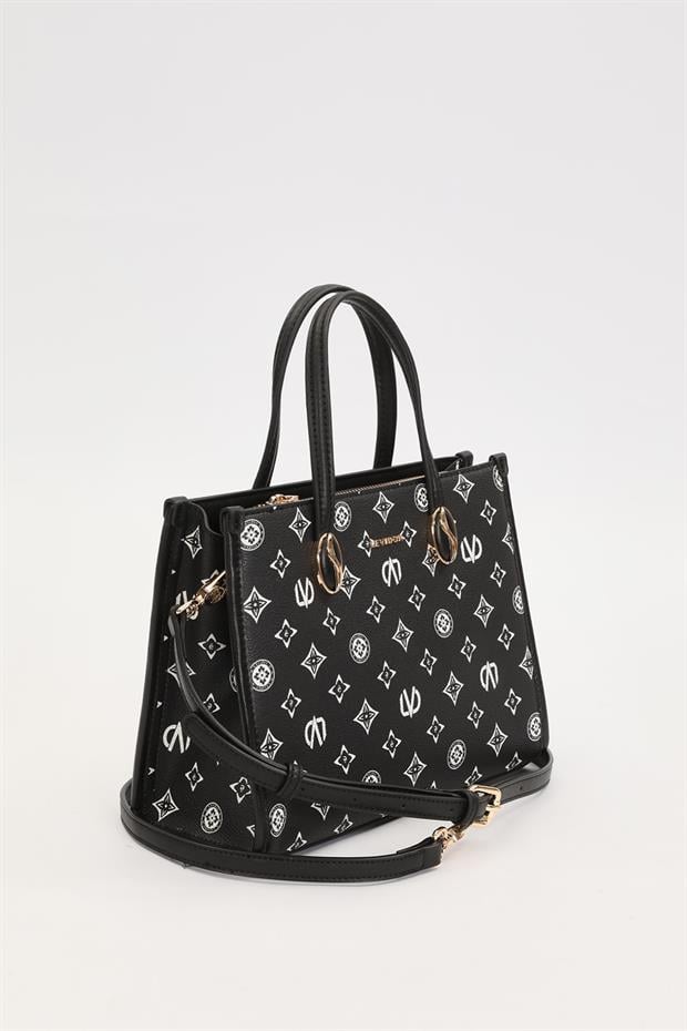 Siyah LVD Baskılı El Çantası