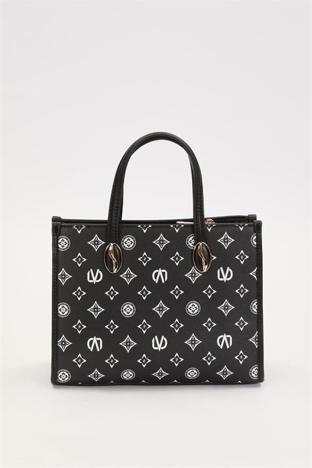 Siyah LVD Baskılı El Çantası