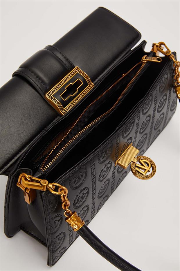 Siyah LVD Kilit Logolu Baget Çanta