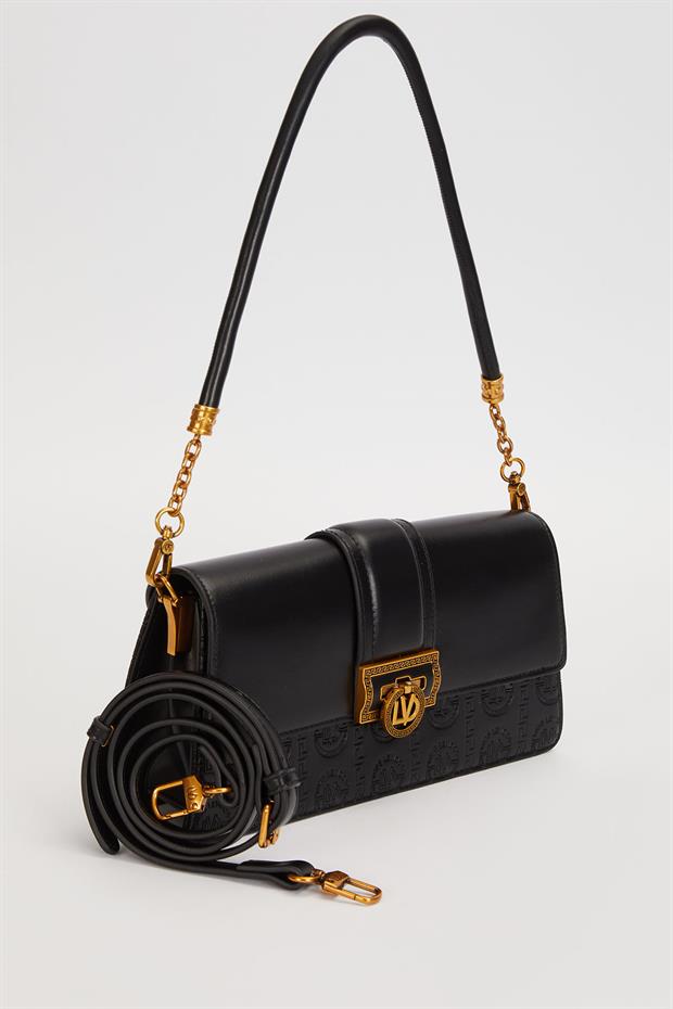 Siyah LVD Kilit Logolu Baget Çanta