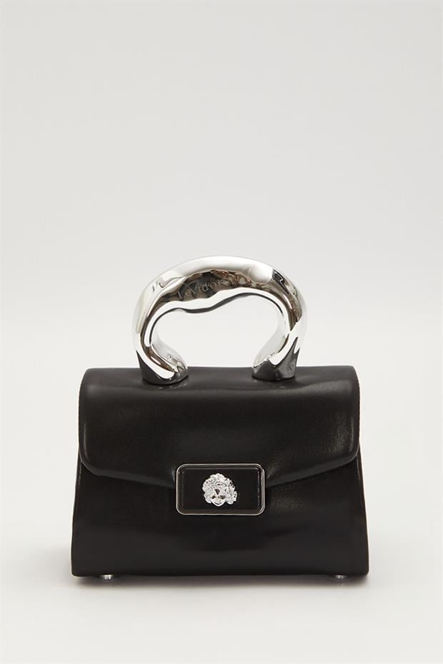 Siyah Metal Aksesuar Tokalı El Çantası