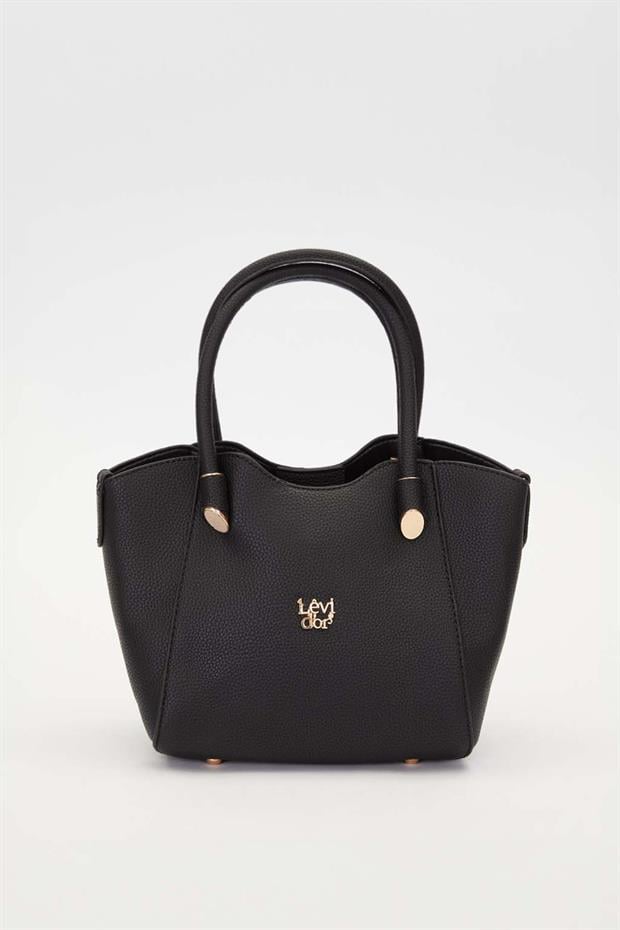 Siyah Metal Aksesuarlı El Çanta