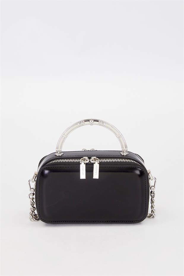 Siyah Metal Askı Detay Omuz Çantası