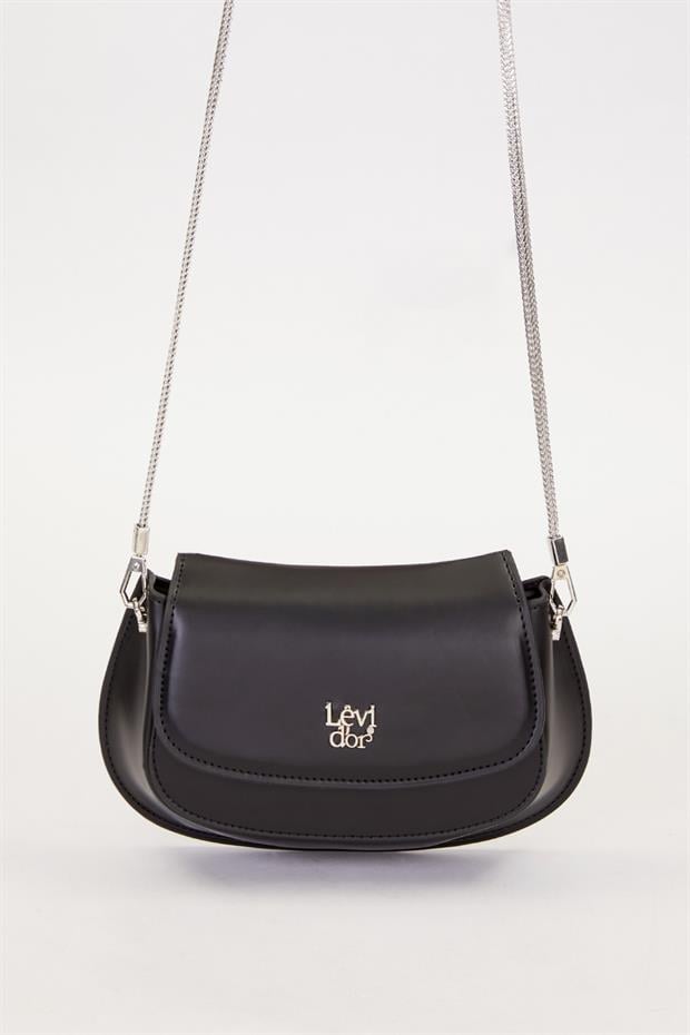 Siyah Metal Askılı Omuz Çantası