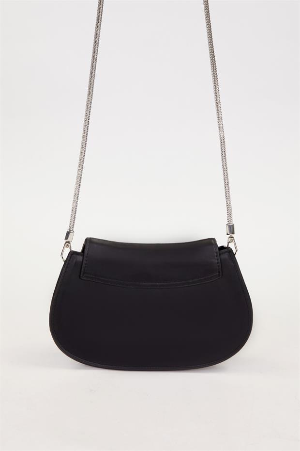 Siyah Metal Askılı Omuz Çantası