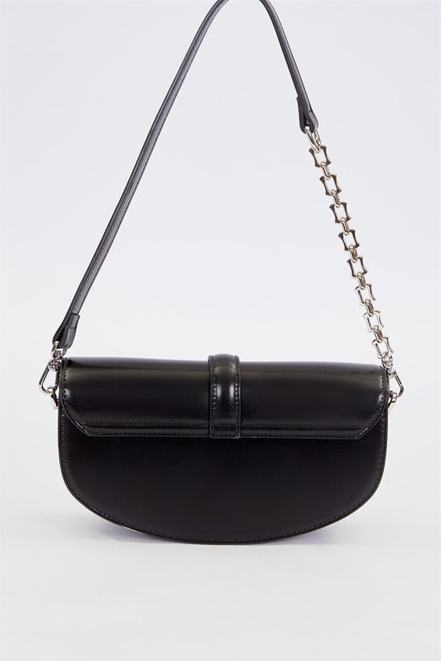 Siyah Metal Detaylı Omuz Çantası
