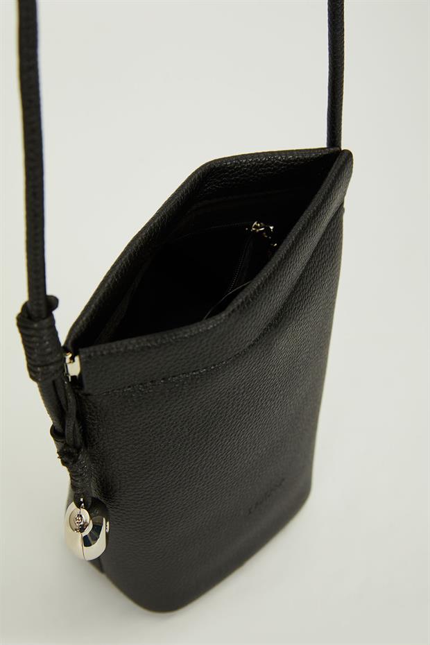 Siyah Metal top Aksesuarlı Omuz Çantası
