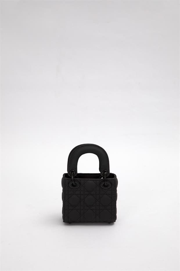 Siyah Mini Boy Aksesuar Detaylı El Çantası